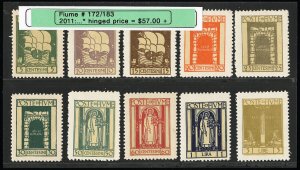 Fiume Stamps # 172-183 MH VF Scott Value $57.00