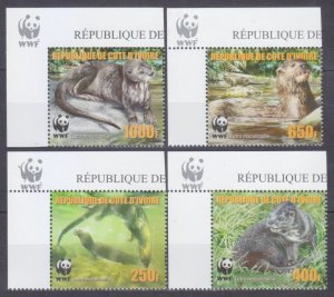 2005 Ivory Coast Cote d'Ivoire 1349-1352+Tab WWF / Fauna 12,00 €