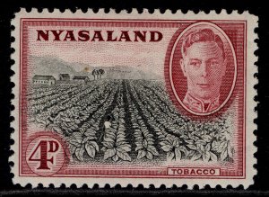 NYASALAND PROTECTORATE GVI SG149, 4d black & claret, M MINT.