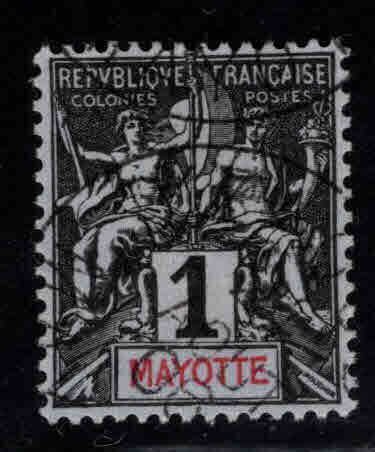 Mayotte Scott 1Used,  perf 14x13.5 Used Nicely centered stamp