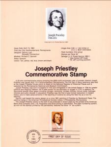 US SP610 Joseph Priestly 2038 Souvenir Page FDC