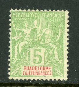 Guadeloupe 1901 French Colony 5¢ Yellow Green Scott #31 Mint H137