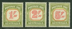 SG D129-D131 Australia 1953-59 Postage due set of 3. Fresh mounted mint CAT £32