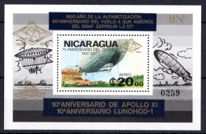 Nicaragua 1980 Mi#131Bb Apollo 11 Space-Zeppelin & Lunokhod SS ovpt.Silver PERF.