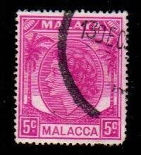 Malaya - Malacca #32  Used  Scott $2.75   Overinked