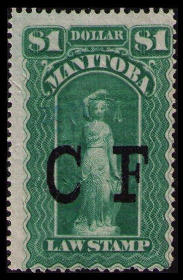 MANITOBA REVENUE TAX 1877 #ML11 FINE USED VERY SCARCE VINTAGE LAW STAMP (V505)