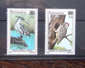 Botswana Overprints 1981 Birds 25t on 35t & 30t on 10t MNH