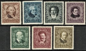 [st1601] AUSTRIA 1922 MUSICIANS Scott#B50/B56) VF MNH