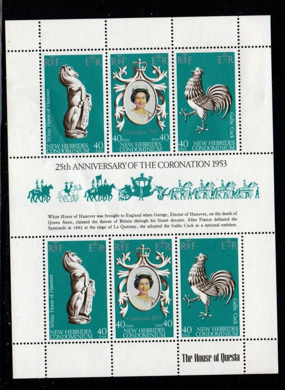 New Hebrides Sc 258 1978 25th Anniversary Coronation of QE II stamp sht mint N