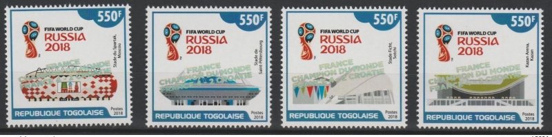 Togo 2018 Mi.? Overch. ovpt. 'FRANCE CHAMPION' FIFA World Cup HOLOGRAM