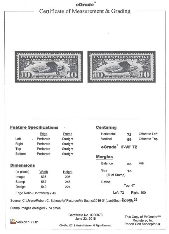 C10 10 cents Lindeburg, Stamp mint OG NH EGRADED F-VF 72