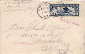 United States York Syracuse 1927 numeral duplex  10c Lindbergh Airmail.
