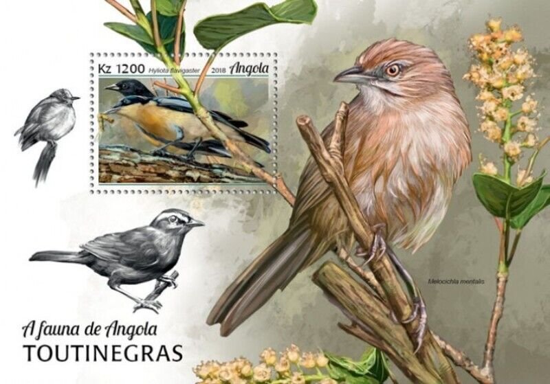 Angola - 2018 Warblers on Stamps - Stamp Souvenir Sheet - ANG18130b