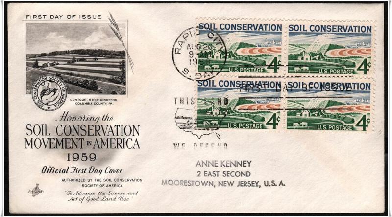 SC#1133 4¢ Soil Conservation FDC P/4 (Addressed/Art Craft)