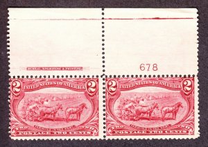 US 286 2c Trans-Mississippi Mint Plate #678 Top Pair Fine OG NH SCV $160