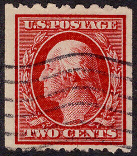 US #391 1910 2c Wash, F/VF Perf 8.5 Horizontal Coil, CV$50.00  *Bay Stamps*