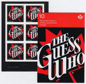 the GUESS WHO = Canadian Recording Artists =One BKL Page of 6 stamps Canada 2013