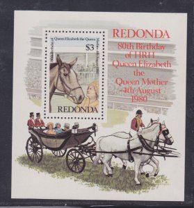 Redonda (Antigua) Stamps: 1980 Queen Mother; $3 Souvenir Sheet/1; MNH