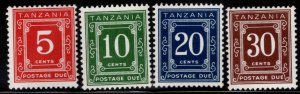 Tanzania Scott J1-J4 MNH** Postage due stamp short set 1978
