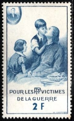 1914 WW I France Poster Stamp 2 Francs PTT Fund For the Victims of War