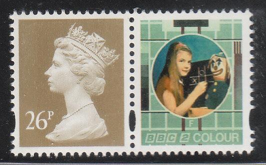 GB: 26p Machin, Gold + BBC Se tenant label 1997 MNH