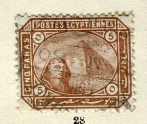 EGYPT; 1879 early classic Sphinx Pyramid issue fine used 5pa. value