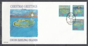 Cocos (Keeling) Is. Scott 222-4 FDC - Christmas 1990