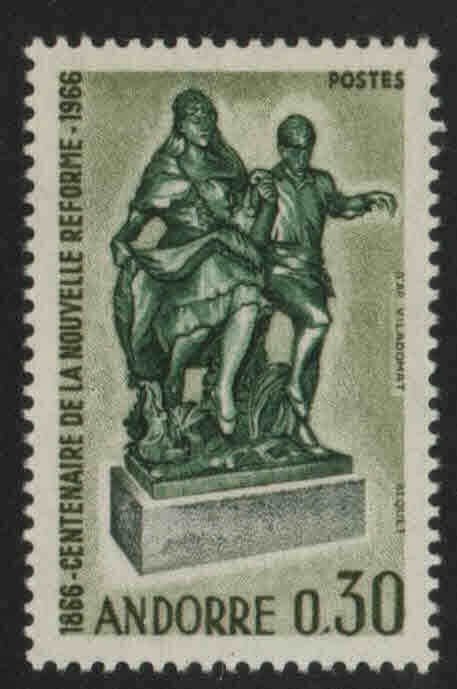 Andorre (French) Andorra Scott 173 MH* 1966 Folk Dance sculpture stamp