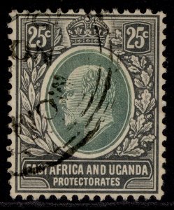 EAST AFRICA and UGANDA EDVII SG40, 25c grey-green & black, FINE USED.