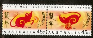 CHRISTMAS ISLAND 377a MNH SCV $3.00 BIN $1.50 YEAR OF THE RAT