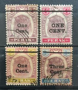 Malaya 1900 Perak Tigers 4V overprints Used SG#81-84 CV£62 M1885 