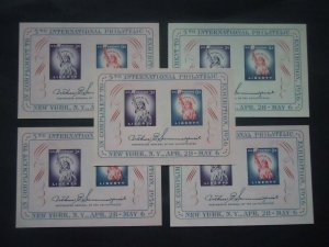 1956 #1075 5th International Philatelic Exhibition Souvenir Sheet X 5  MNH OG VF