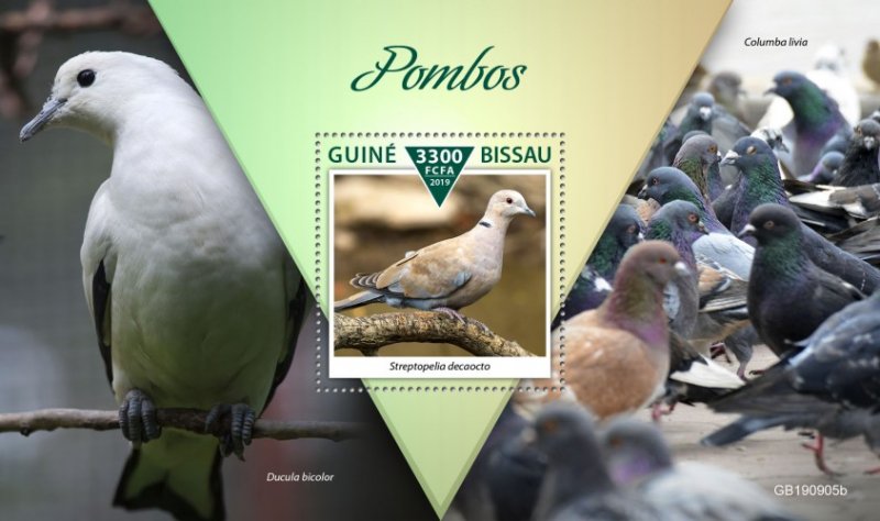 GUINEA BISSAU - 2019 - Pigeons - Perf Souv Sheet - M N H