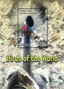 Liberia - 2013 - BIRDS OF THE WORLD - CROWNED CRANE - Souvenir Sheet - MNH