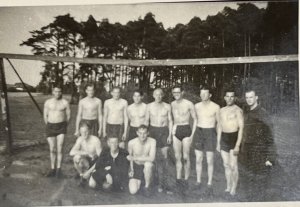 WW2 WWII Original German Military wartime Photo Shirtless Soldiers Volleyball