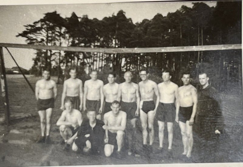 WW2 WWII Original German Military wartime Photo Shirtless Soldiers Volleyball