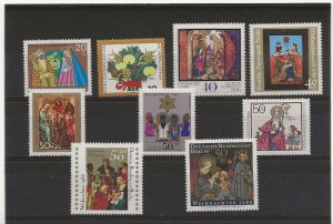 Germany Berlin 1972, 74, 79, 81-86 XMAS 9 stamps   MNH