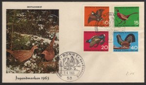 1965, Germany, Huntable birds FDC, Mi 250-53