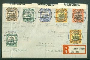 Togo 1914 Registered letter to Switzerland SG H17, H 18, H19, H27 & H28. Very...