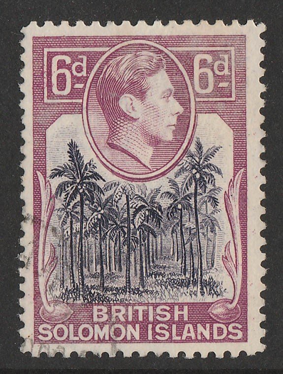 SOLOMON ISLANDS 1939 KGVI Pict 6d, ERROR wmk 'C' instead of 'CA' CERTIFICATE