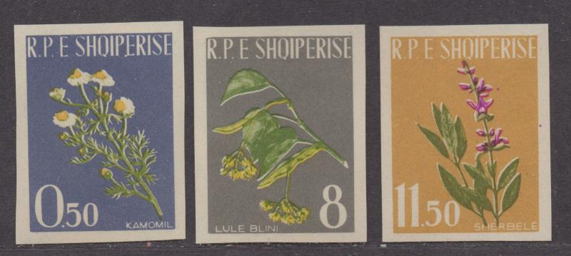 **Albania, SC# 613-5 Imperf, MNH, XF, Flowers, CV $30.00