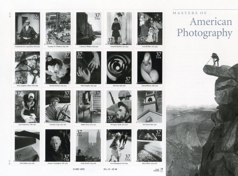 UNITED STATES SCOTT #3649 AMERICAN PHOTOGRAPHY SHEET MINT NH