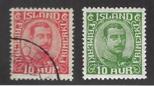 Iceland #115-116 Used & Mint F-VF...fill a great spot!!