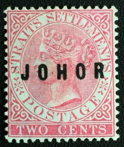 MALAYA 1884 JOHOR opt Straits Settlements QV 2c MH SG#9 M2451