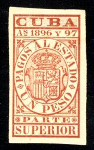 Cuba 1896 MH-NG 1Peso Superior Revenue Gross Business Tax