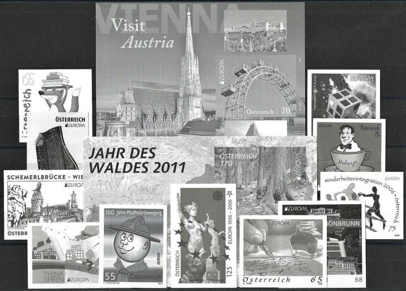 2005+ Austria Europa-Cept, 13 different Blackprints VF/MNH! LOOK!