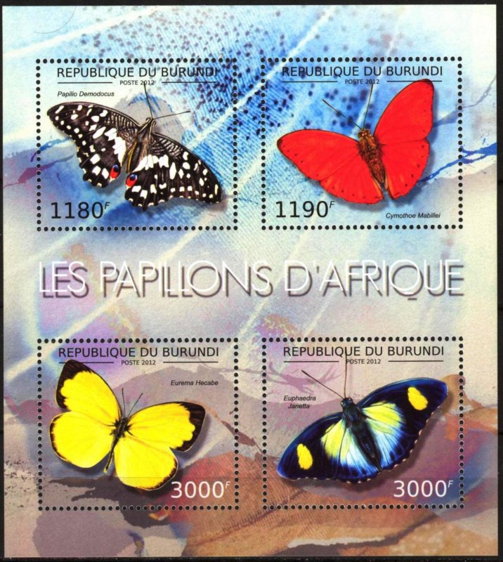 Burundi 2012 Butterflies (1) Sheet MNH