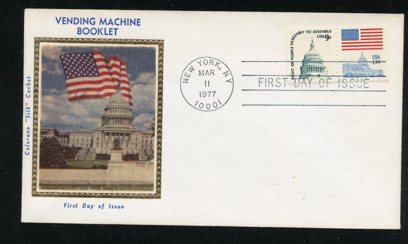 US 1623d Flag over Capitol Booklet Pair   UA Colorano Silk cachet FDC