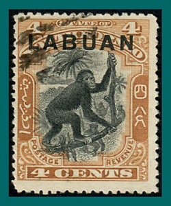 Labuan 1900 Orang-utan, Brown, cancelled #96,SG112