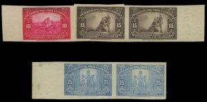 Yugoslavia #B1-3, 1921 Semi-Postals, set of three imperf. sheet margin horizo...